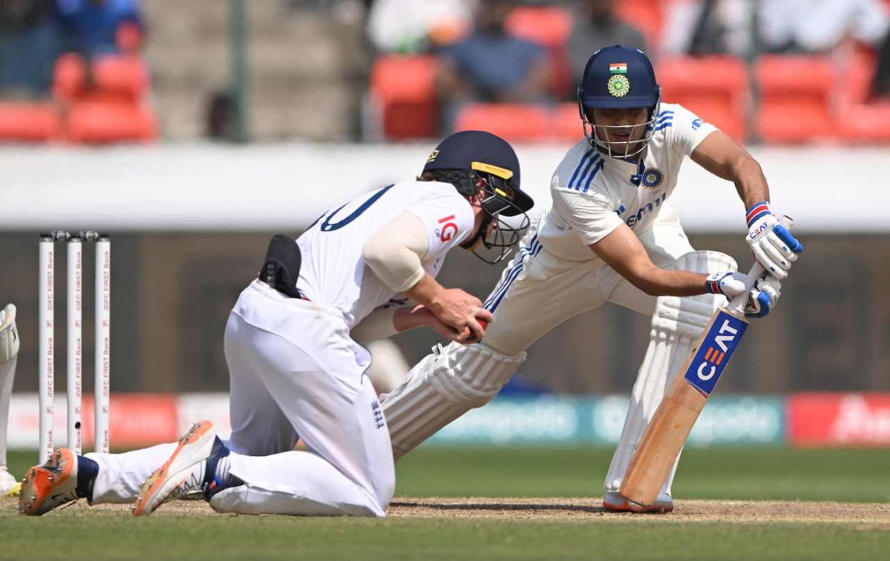 Ollie Pope took a sharp catch at silly point off Shubman Gill, India vs England, 1st Test, Hyderabad, 4th day, January 28, 2024