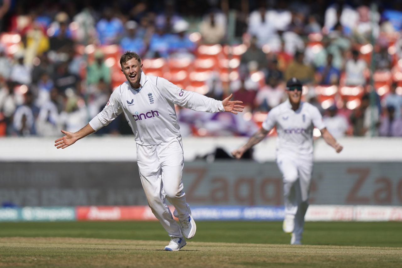Joe Root celebrates KL Rahul's wicket, India vs England, 1st Test, Hyderabad, 4th day, January 28, 2024