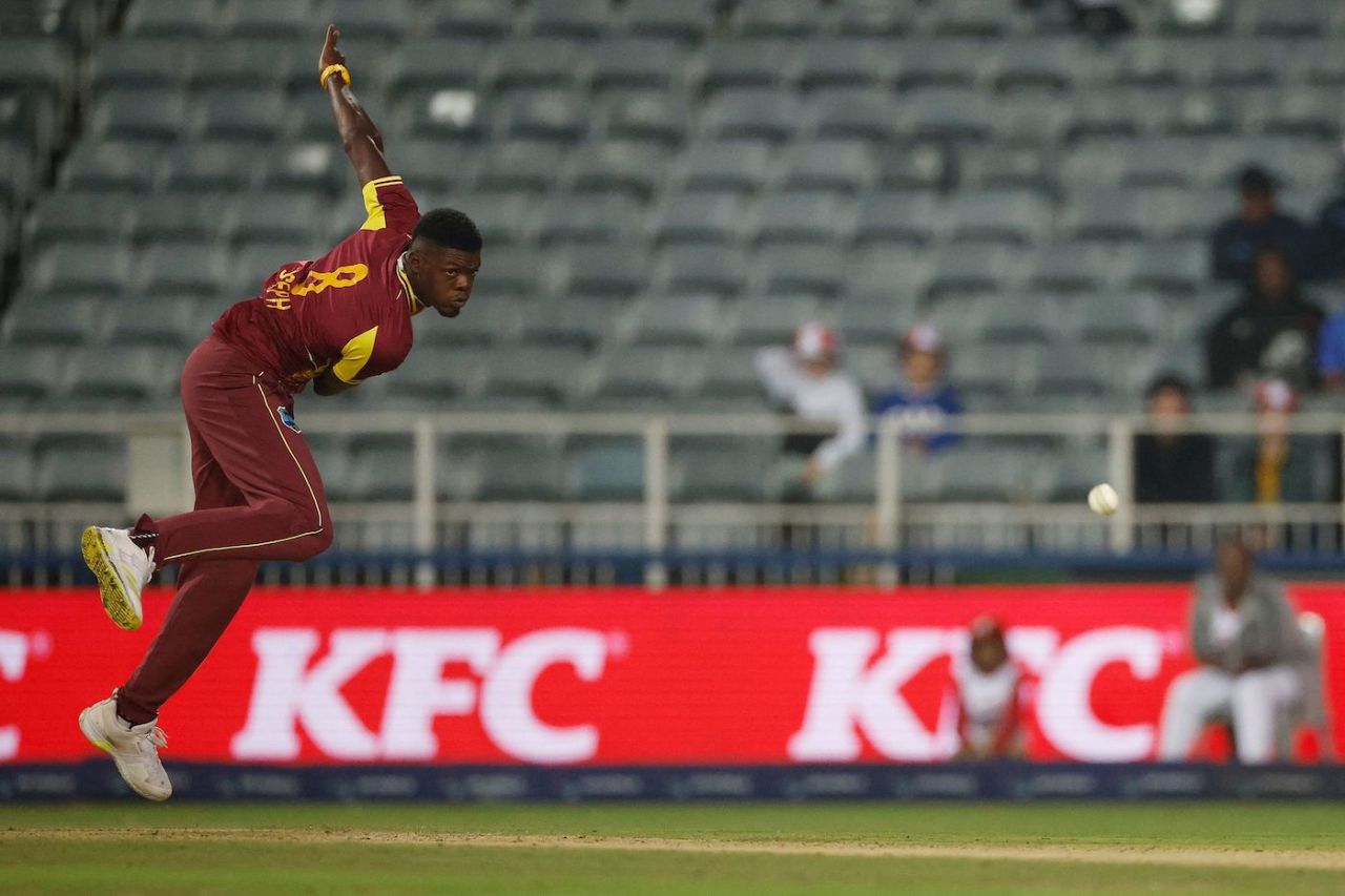 Alzarri Joseph picked up his first T20I five-for, South Africa vs West Indies, 3rd T20I, Johannesburg, March 28, 2023