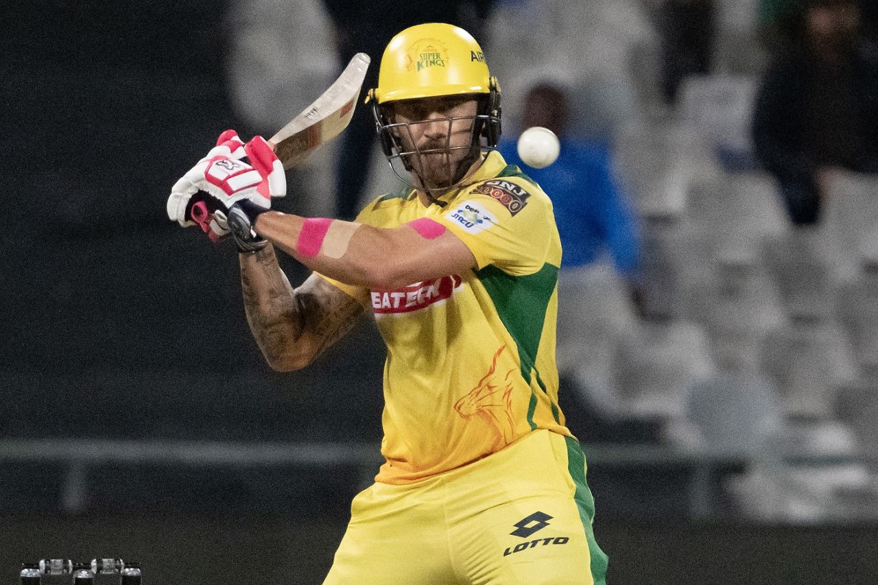 Faf du Plessis hammered an unbeaten 50 off 20 balls, MI Cape Town vs Joburg Super Kings, SA20, Cape Town, January 29, 2024
