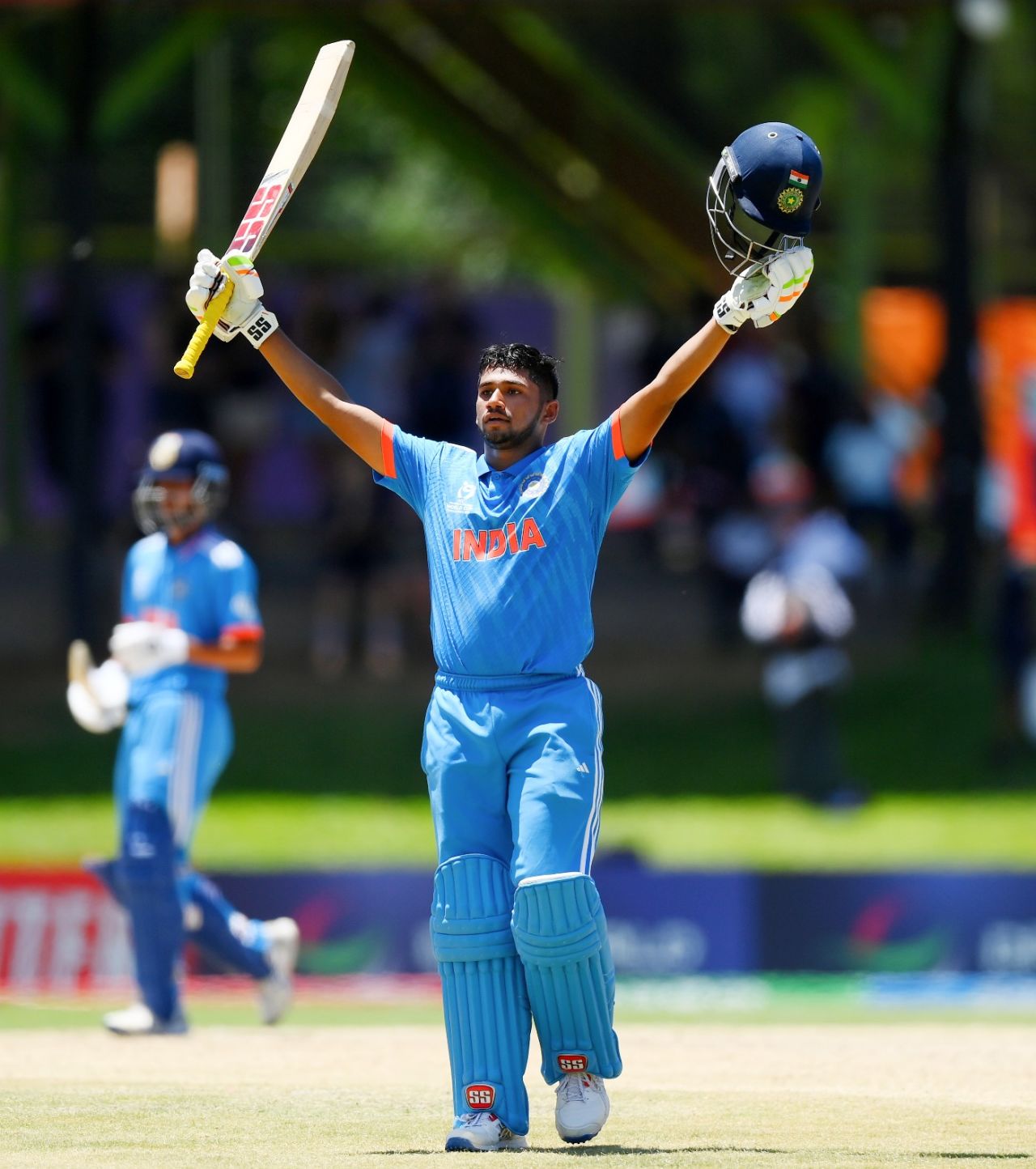 Musheer Khan brings up his second century of the tournament, India vs New Zealand, Bloemfontein, Super Sixes, Under-19 Men's World Cup, January 30, 2024