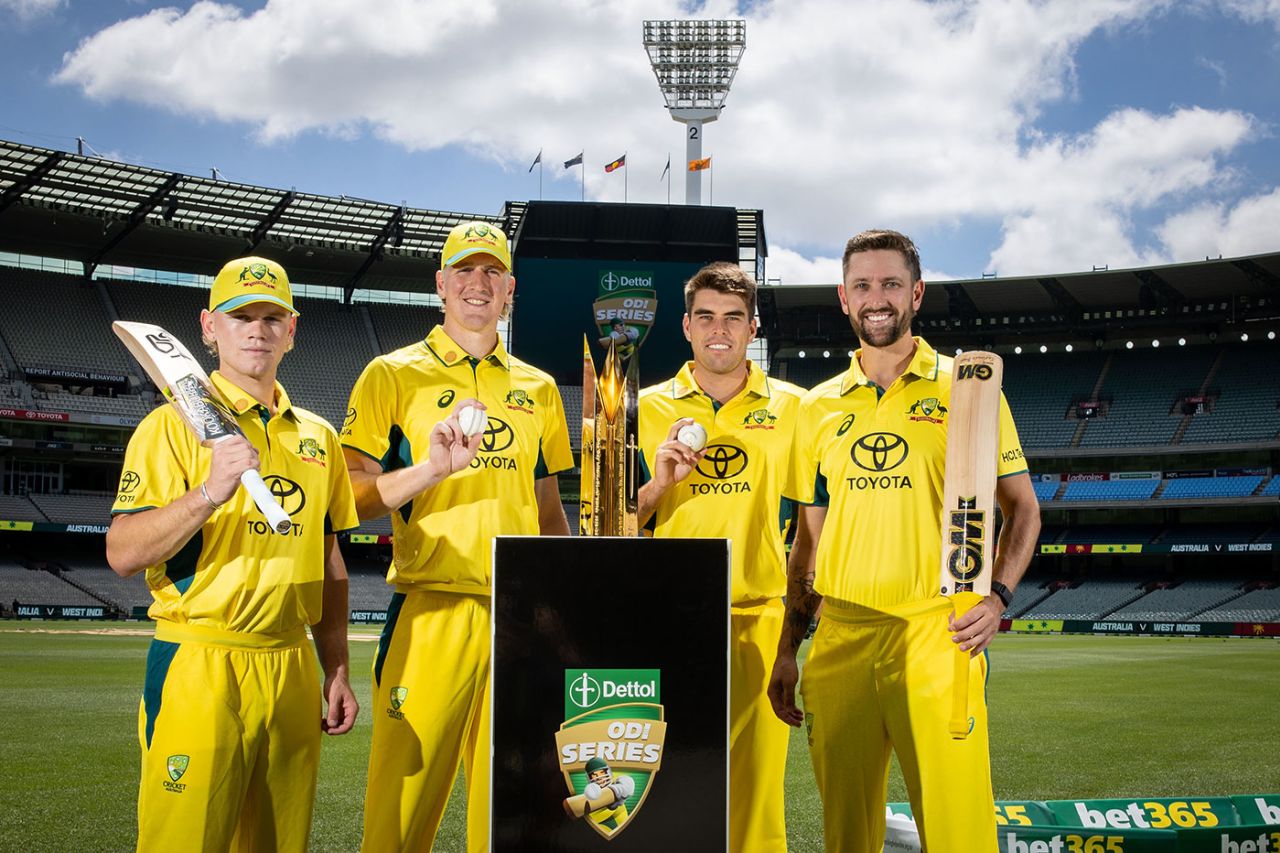 Jake Fraser-McGurk, Will Sutherland, Xavier Bartlett and Matt Short ahead of the ODI series against West Indies, Melbourne, February 1, 2024