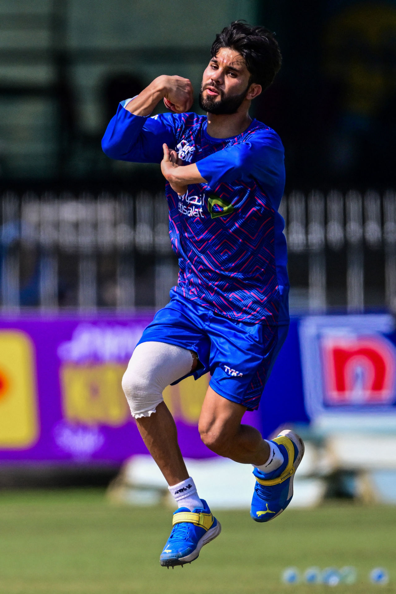 Qais Ahmad bowls at training, Sri Lanka vs Afghanistan, Only Test, Colombo, February 1, 2024