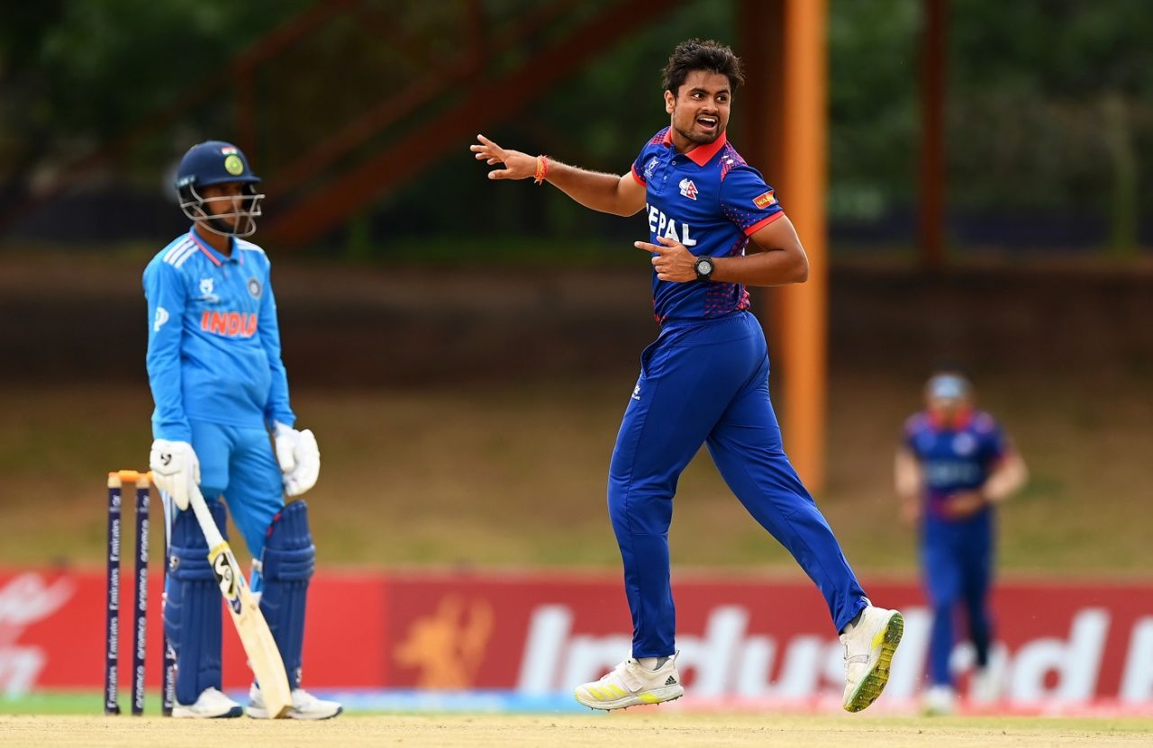 Gulsan Jha had Adarsh Singh caught behind, India vs Nepal, Bloemfontein, Under-19 Men's World Cup, February 2, 2024