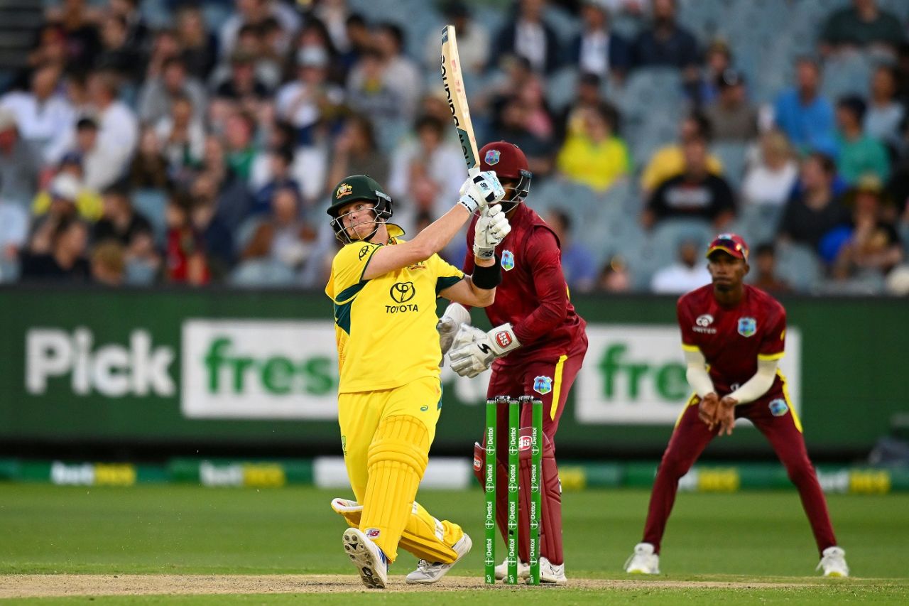 Steven Smith muscles one down the ground, Australia vs West Indies, 1st ODI, Melbourne, February 02, 2024