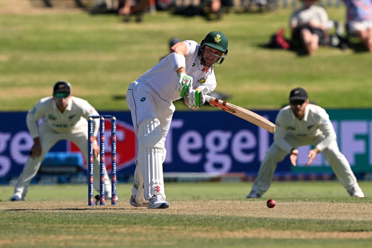 Edward Moore did the bulk of the scoring early on in the opening stand, New Zealand vs South Africa, 1st Test, Mount Maunganui, 2nd day, February 5, 2024