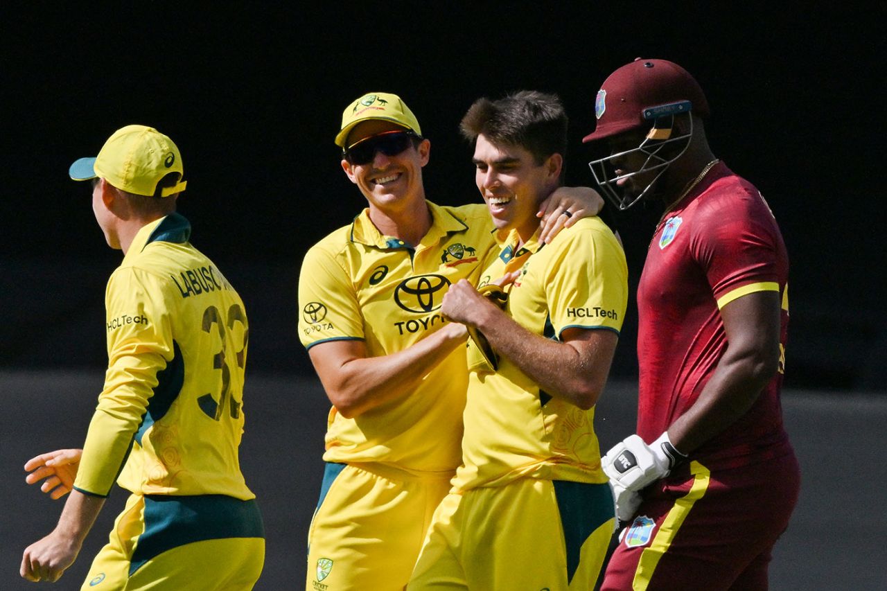 Xavier Bartlett finished with his second four-wicket haul in two matches, Australia vs West Indies, 3rd ODI, Canberra, February 6, 2024