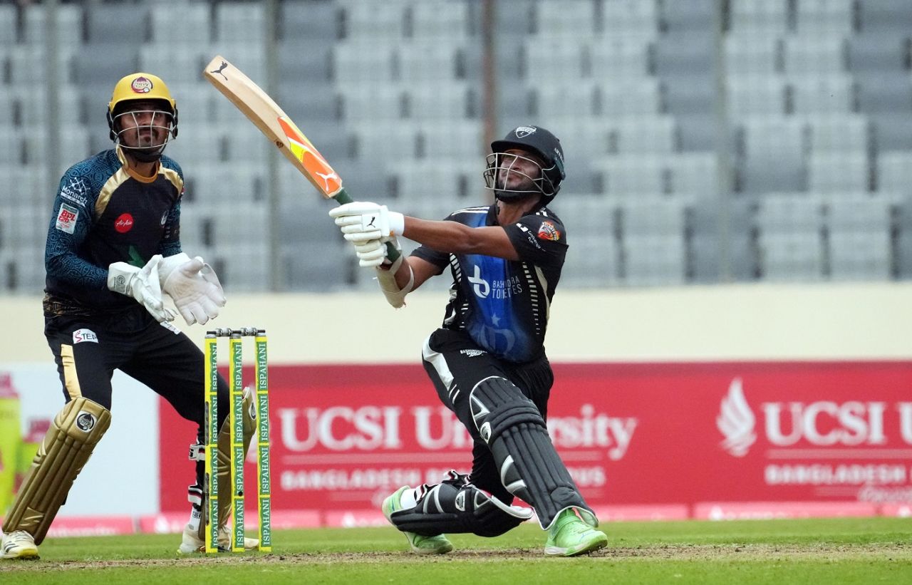 Shakib Al Hasan hit 34 off 20 balls, Durdanto Dhaka vs Rangpur Riders, BPL 2024, Mirpur, February 06, 2024