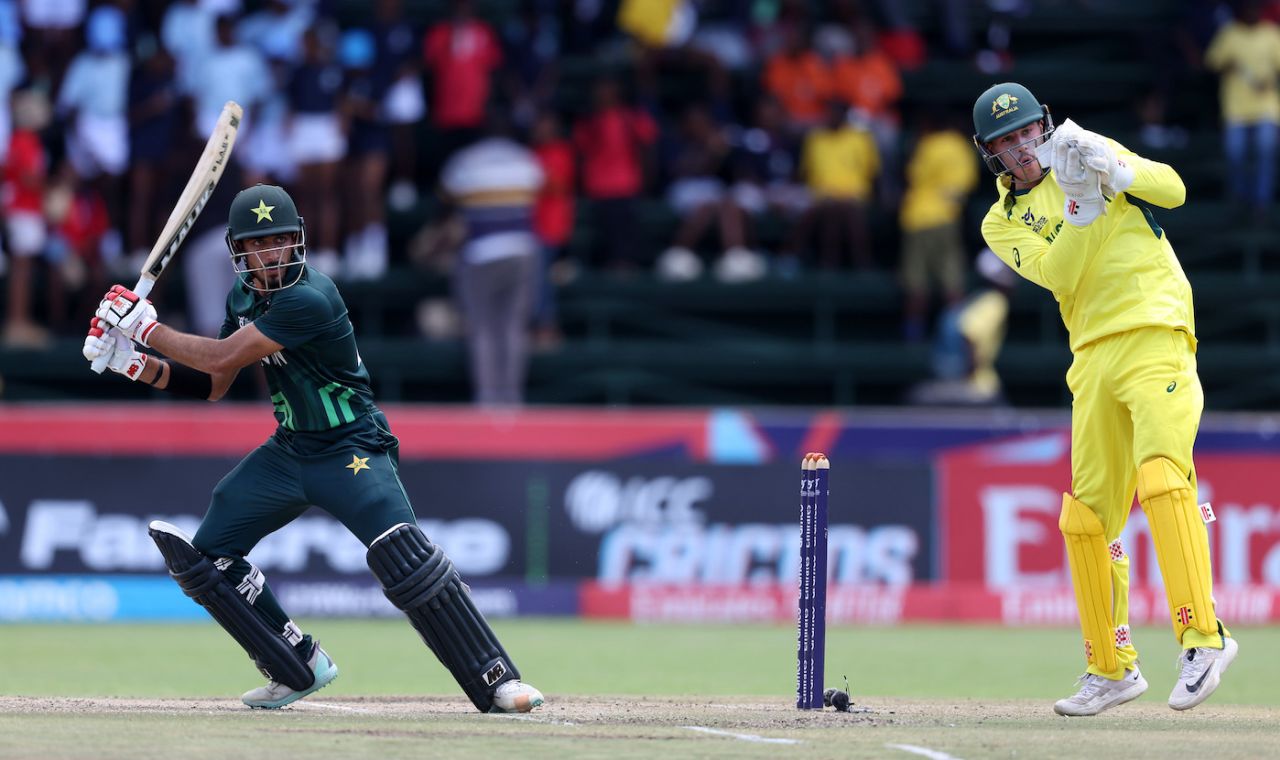 Arafat Minhas gave Azan Awais excellent support in a half-century stand, Australia vs Pakistan, Under-19 World Cup 2024, 2nd semi-final, Benoni, February 8, 2024