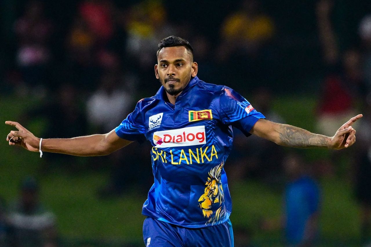 Dushmantha Chameera removed Rahmat Shah with his second ball of the match, Sri Lanka vs Afghanistan, 1st men's ODI, Pallekele, February 9, 2024