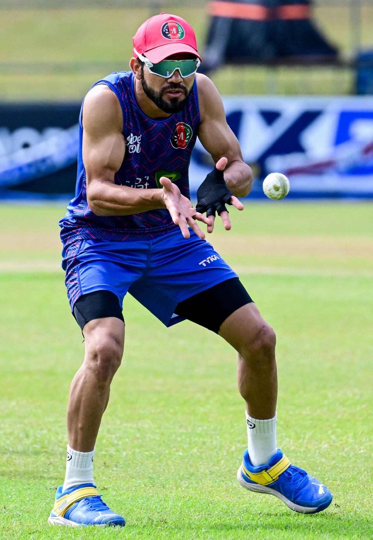 Qais Ahmad prepares to catch the ball, Kandy, February 13, 2024