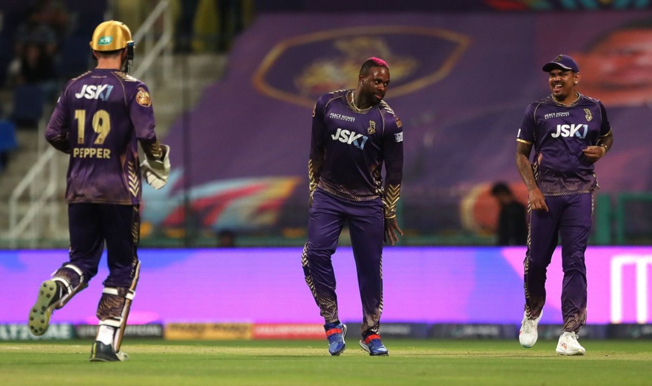 Fabian Allen breaks into a jig after taking a wicket, Abu Dhabi Knight Riders vs Dubai Capitals, ILT20 Eliminator, Abu Dhabi, February 13, 2024
