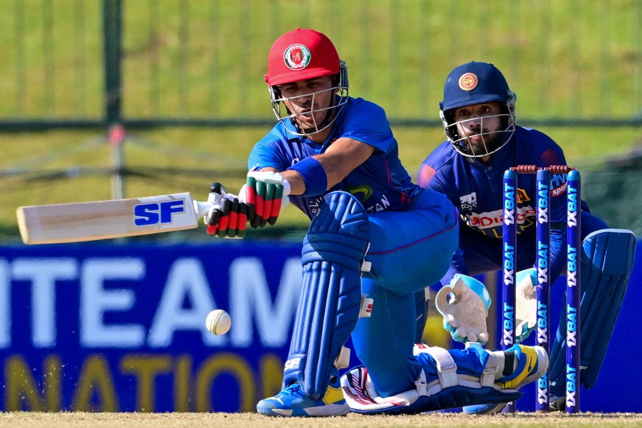 Rahmanullah Gurbaz swept well for most of his knock, Sri Lanka vs Afghanistan, 3rd ODI, Pallekele, February 14, 2024
