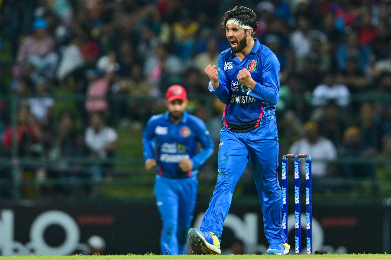 Qais Ahmad is pumped up after nabbing centurion Pathum Nissanka, Sri Lanka vs Afghanistan, 3rd ODI, Pallekele, February 14, 2024