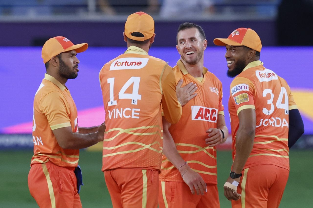 Daniel Worrall took 3 for 15, MI Emirates vs Gulf Giants, ILT20 2024, Dubai, February 14, 2024