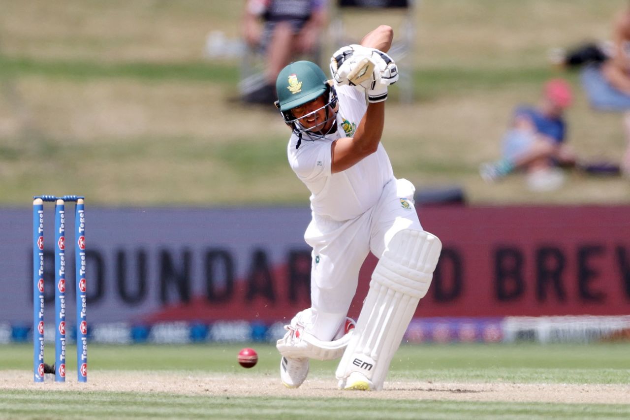 Zubayr Hamza unfurls a cover drive, New Zealand vs South Africa, 2nd Test, Hamilton, 3rd day, February 15, 2024