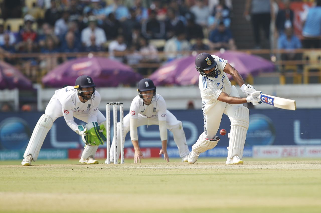 Rohit Sharma was dropped at slip when he tried to hit over the leg side, India vs England, 3rd Test, Rajkot, 1st day, February 15, 2024