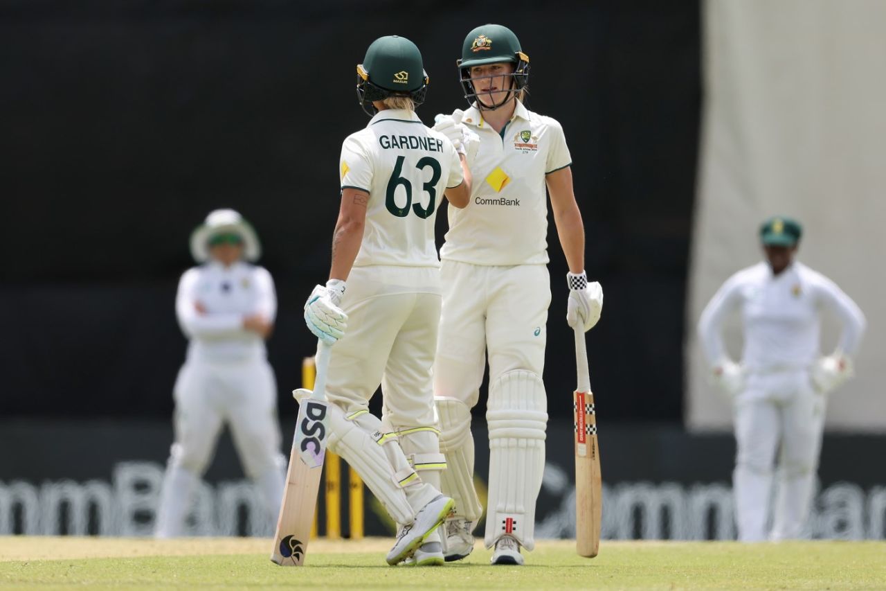 Annabel Sutherland and Ashleigh Gardner shared a century stand, Australia vs South Africa, Women's Test, WACA Ground, Perth, February 16, 2024