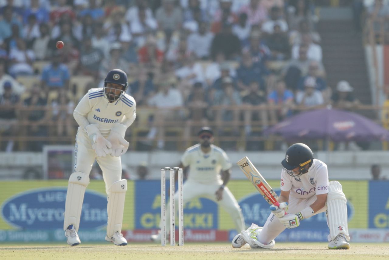 Ollie Pope scoops the ball over the wicketkeeper, India vs England, 3rd Test, Rajkot, 2nd day, February 16, 2024
