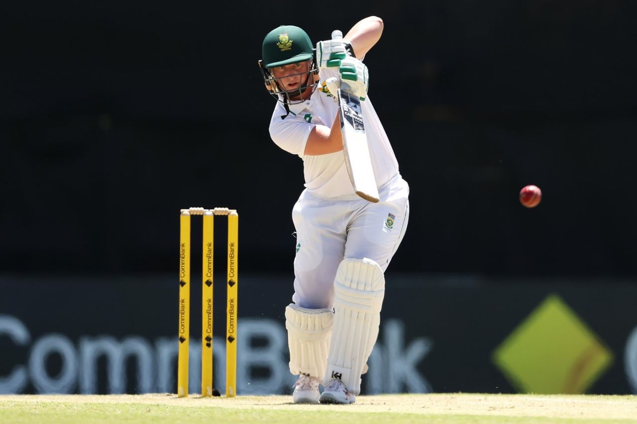 Delmi Tucker drives down the ground, Australia vs South Africa, Only Women's Test, WACA Ground, Perth, February 17, 2024