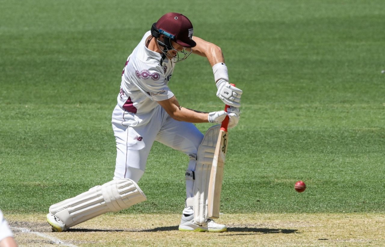Marnus Labuschagne drives, South Australia vs Queensland, Sheffield Shield, Adelaide Oval, February 18, 2024
