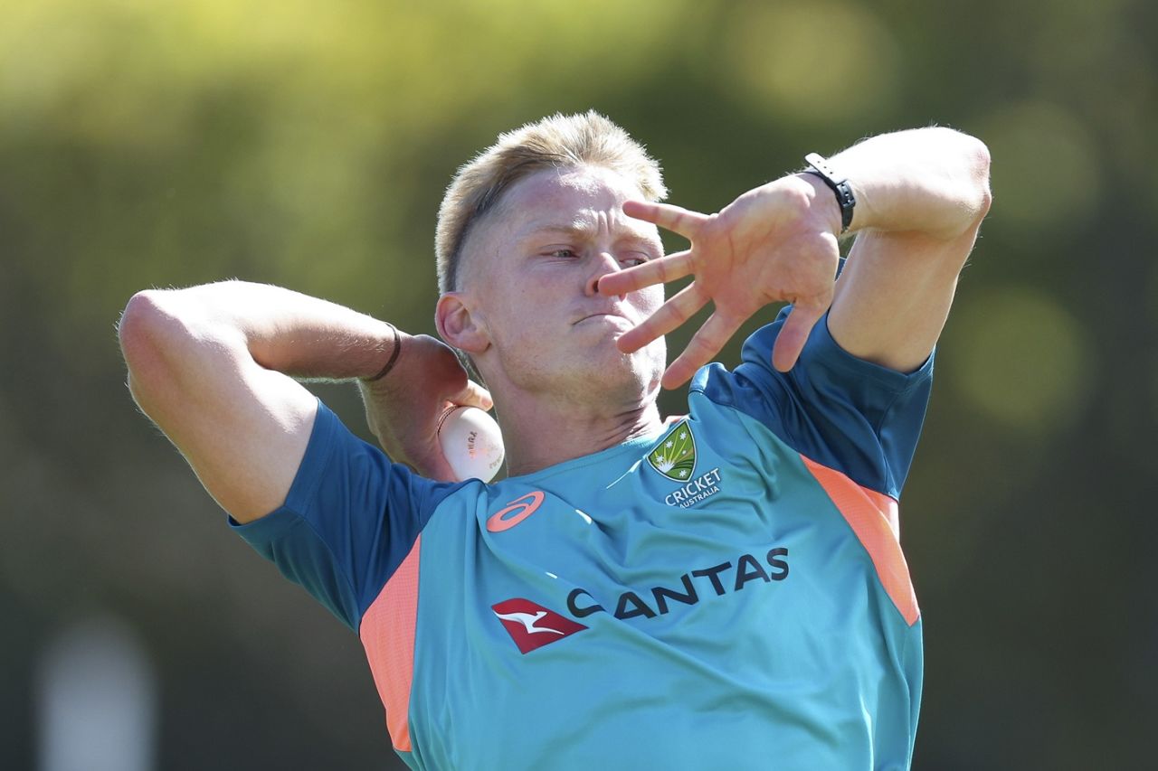 Nathan Ellis bowls in training, New Zealand vs Australia, Wellington, February 19, 2024