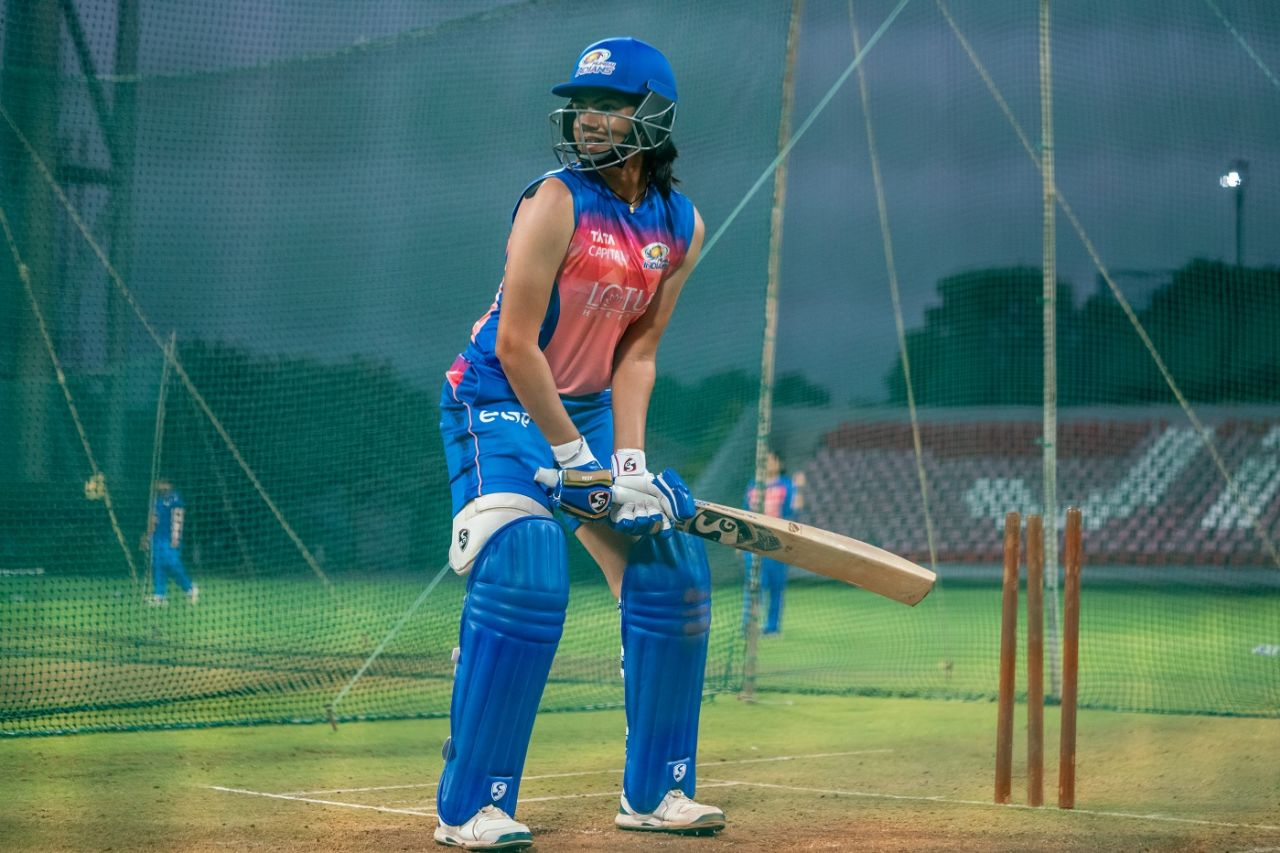 Yastika Bhatia bats during nets, WPL 2024, Mumbai, February 18, 2024
