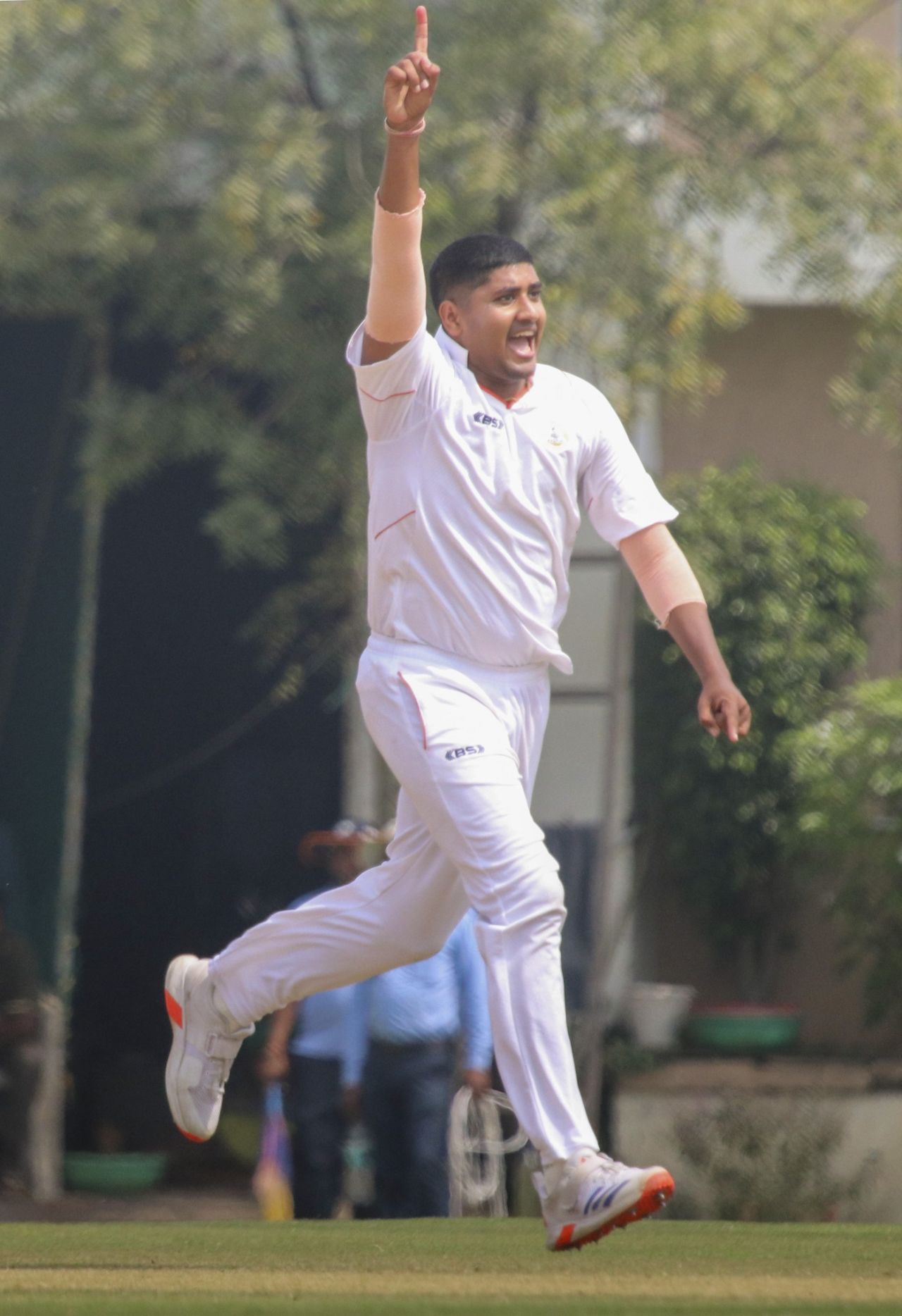 Yash Thakur wheels away after taking a wicket, Vidarbha vs Haryana, 3rd day, Ranji Trophy 2023-24, Nagpur, February 18, 2024