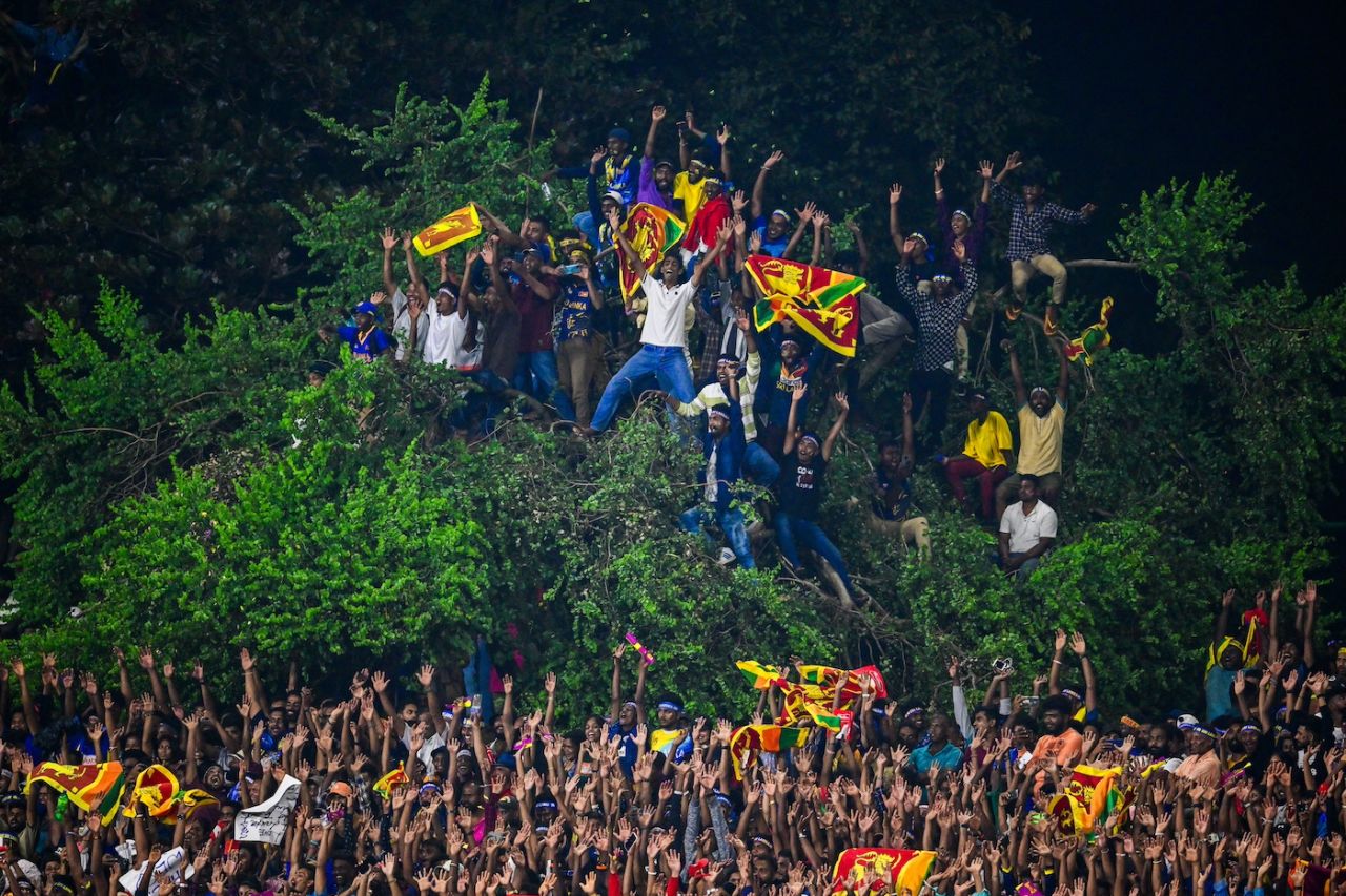 No seats, no problem - fans make sure to catch the action, and have a party too, Sri Lanka vs Afghanistan, 2nd T20I, Dambulla, February 19, 2024