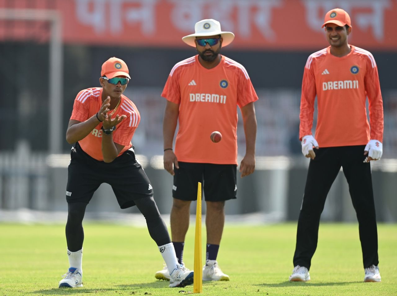 Yashasvi Jaiswal, Rohit Sharma and Shubman Gill get their game faces on, Ranchi, February 21, 2024