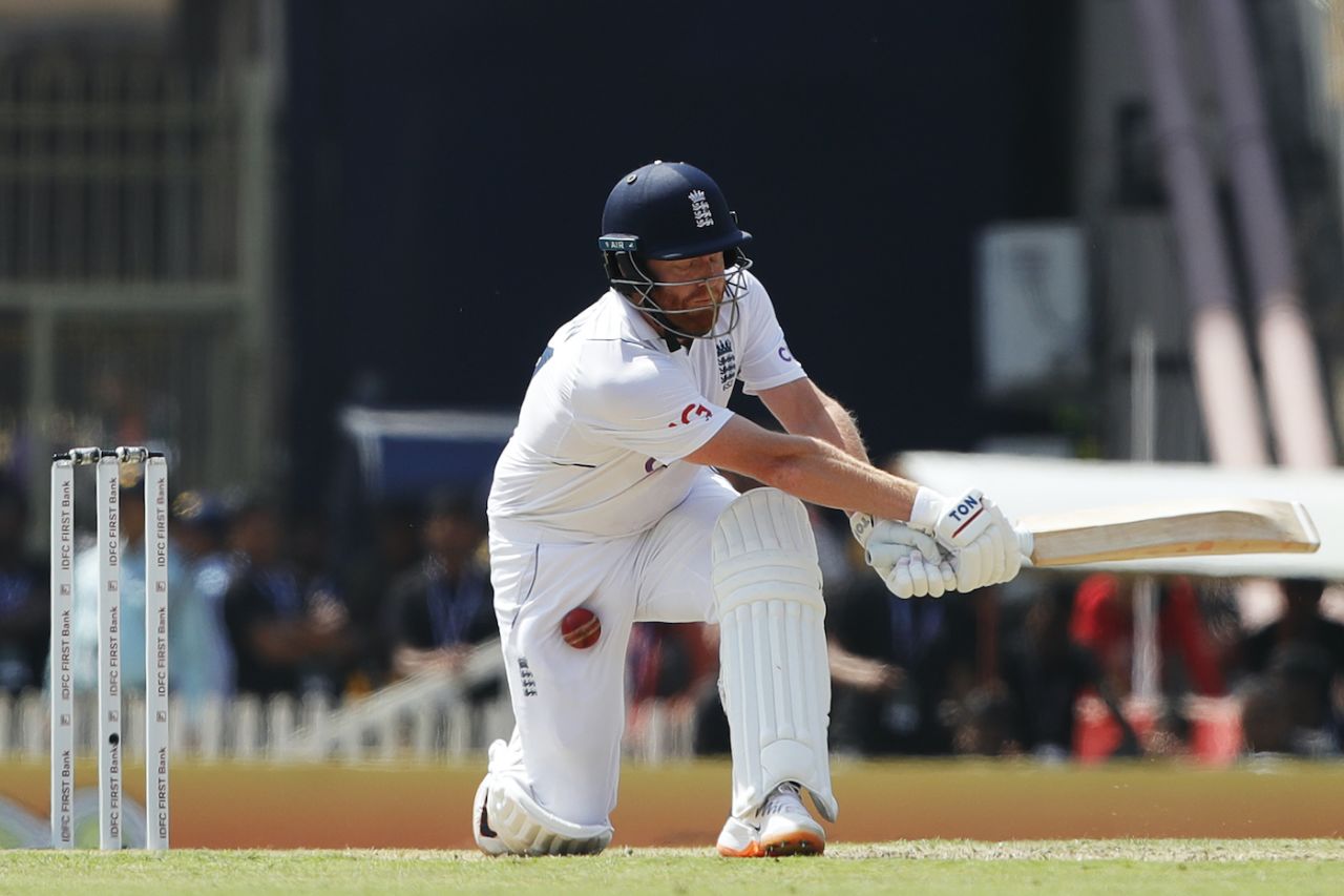 Jonny Bairstow missed the sweep and was out lbw to R Ashwin, India vs England, 4th Test, Ranchi, 1st day, February 23, 2024