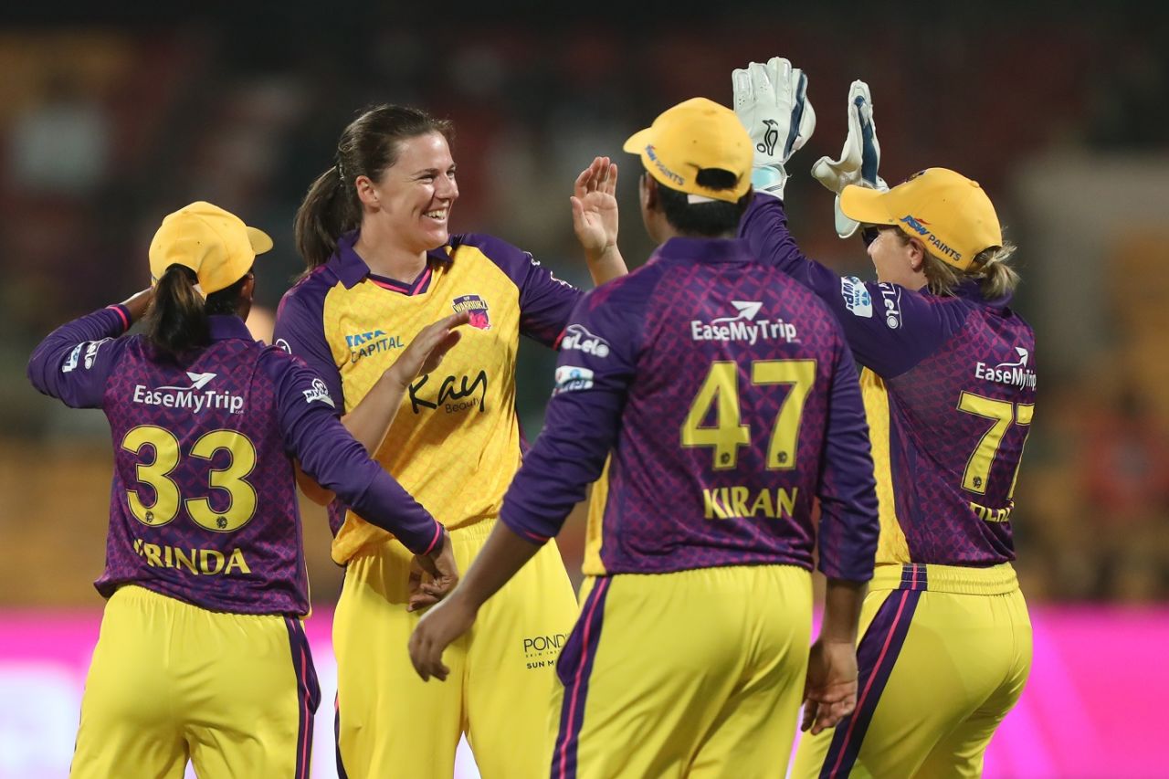 Tahlia McGrath is all smiles after dismissing Smriti Mandhana, Royal Challengers Bangalore vs UP Warriorz, Bengaluru, WPL 2024, February 24, 2024
