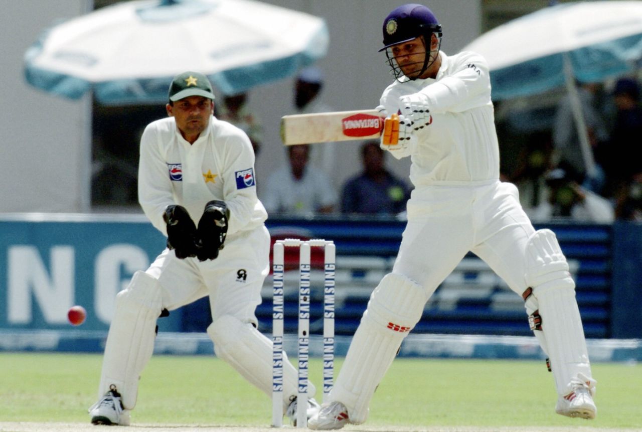 Virender Sehwag cuts the ball, Pakistan vs India, 1st Test, Multan, 1st day, March 28, 2004