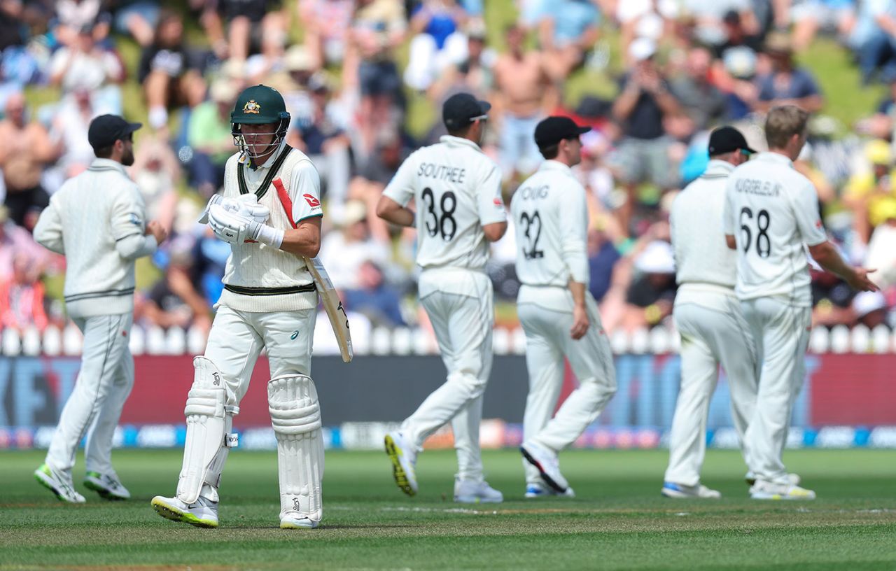 Marnus Labuschagne's lean run continued when he fell for 1, New Zealand vs Australia, 1st Test, Wellington, February 29, 2024