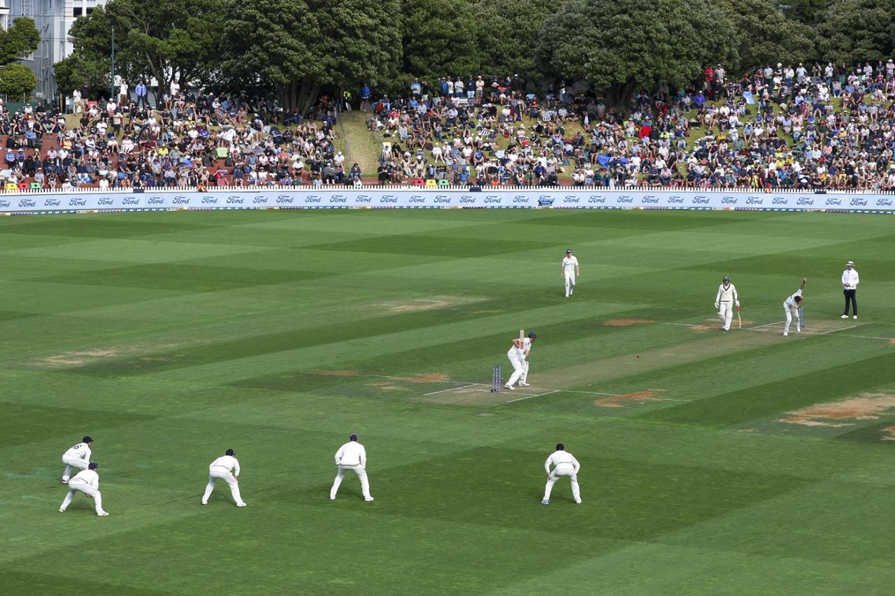 A bowling day at the Basin means lots of slips and a big party crowd, New Zealand vs Australia, 1st Test, Wellington, February 29, 2024
