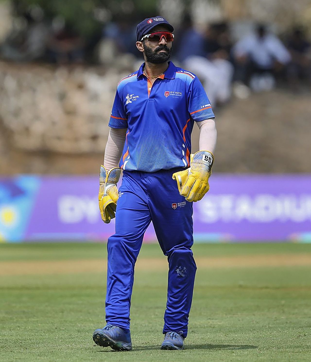 Dinesh Karthik in action at the DY Patil T20 tournament, Mumbai, February 28, 2024