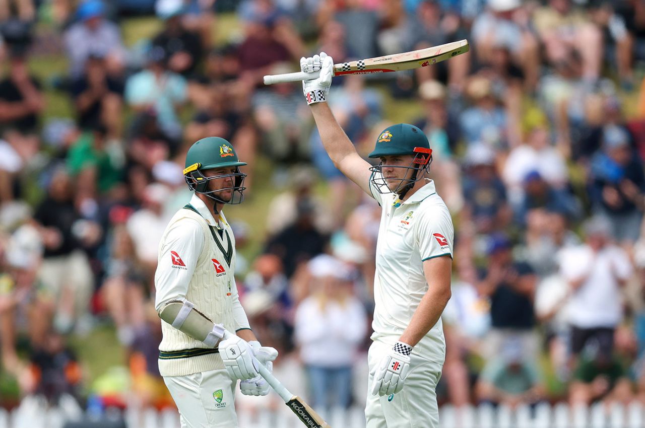 Cameron Green brought up his 150 with a six, New Zealand vs Australia, 1st Test, 2nd day, Wellington, March 1, 2024