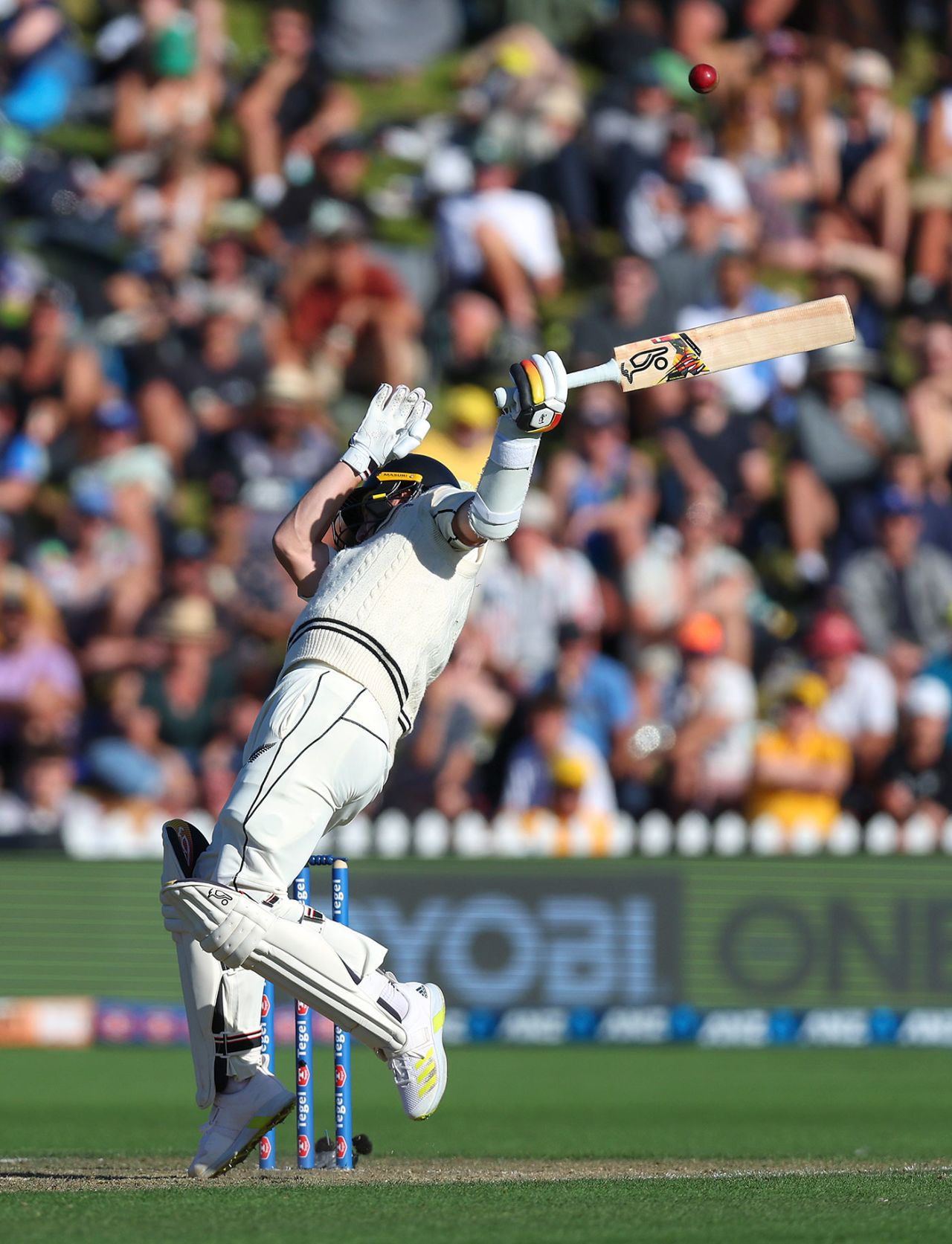 Matt Henry fends away a short ball, New Zealand vs Australia, 1st Test, 2nd day, Wellington, March 1, 2024
