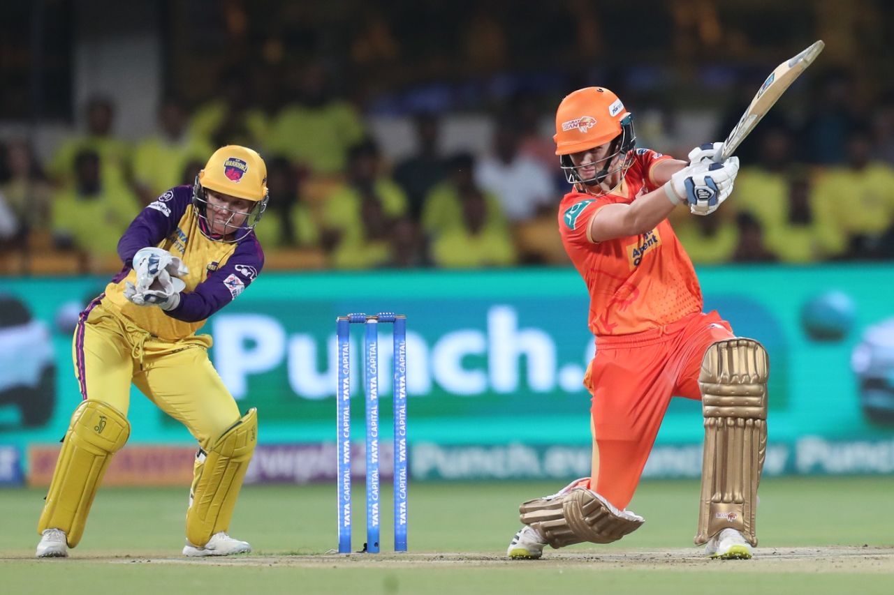 Laura Wolvaardt hit four fours in the powerplay, Gujarat Giants vs UP Warriorz, WPL 2024, Bengaluru, March 1, 2024