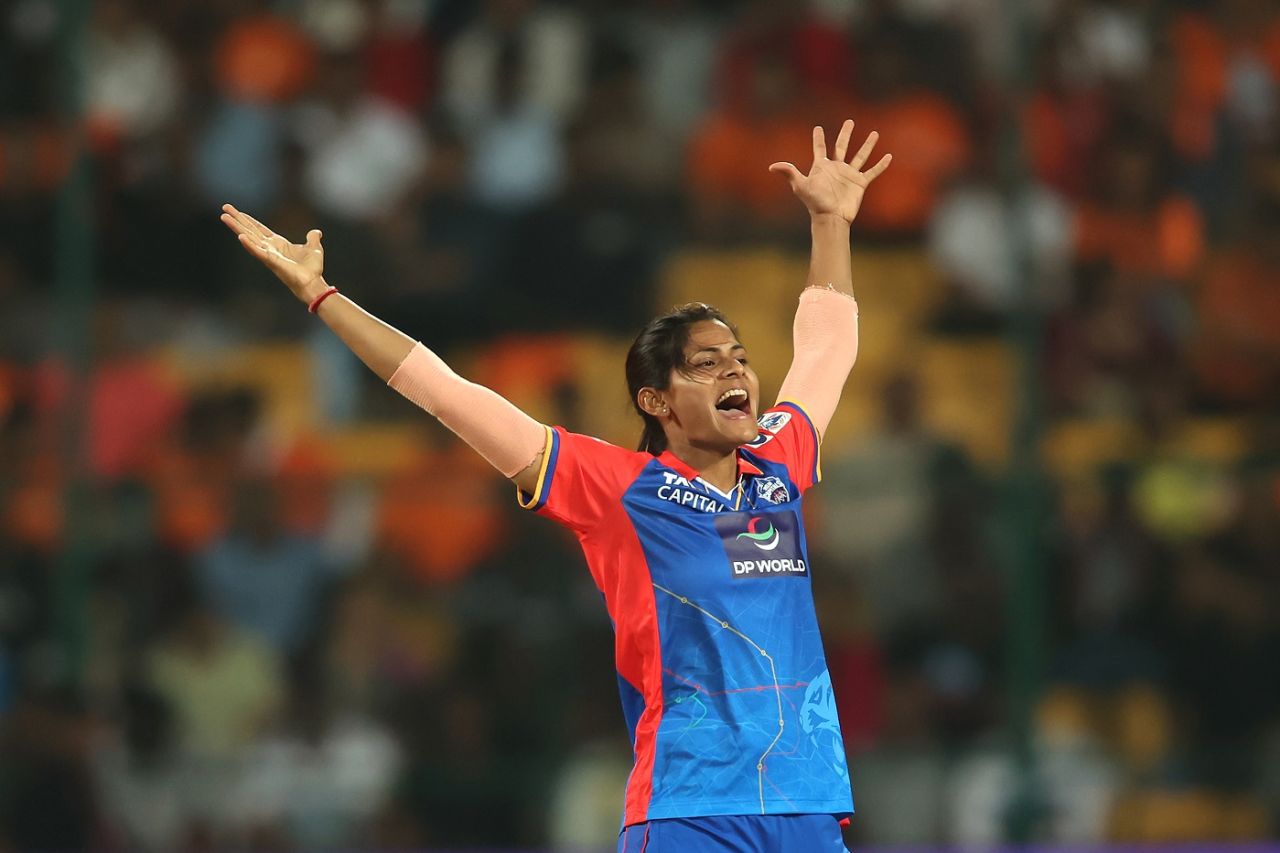 Radha Yadav picked up three wickets in the middle overs, Gujarat Giants vs Delhi Capitals, WPL 2024, Bengaluru, March 3, 2024