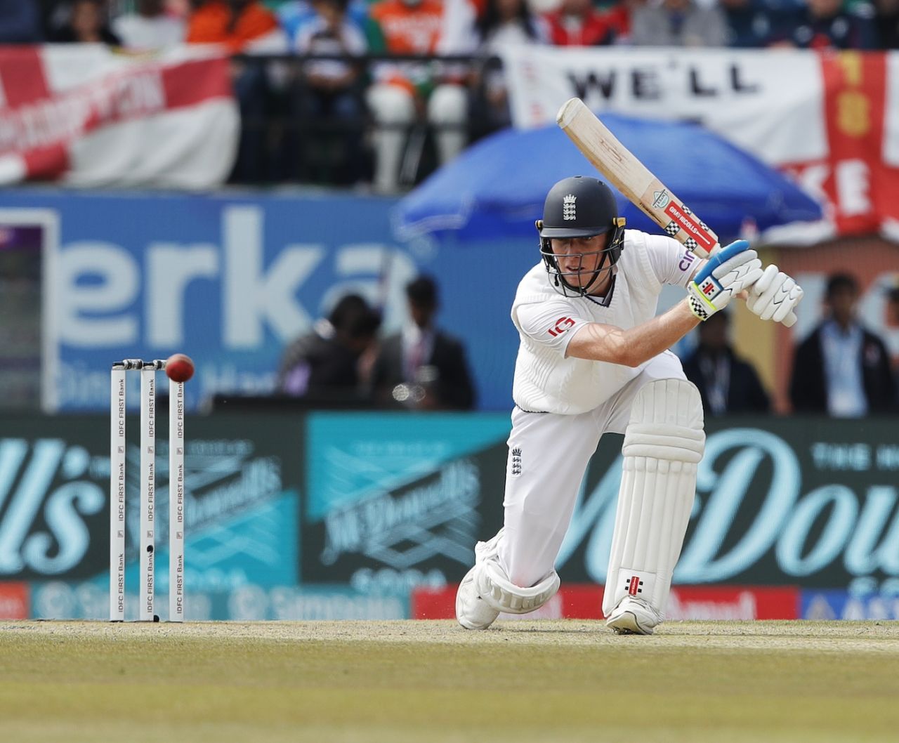 Zak Crawley drives the ball through the off side, India vs England, 5th Test, Dharamsala, 1st day, March 7, 2024
