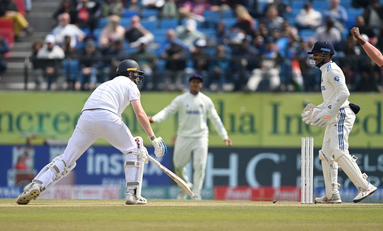 Zak Crawley looks back to see his stumps rattled, India vs England, 5th Test, Dharamsala, 1st day, March 7, 2024