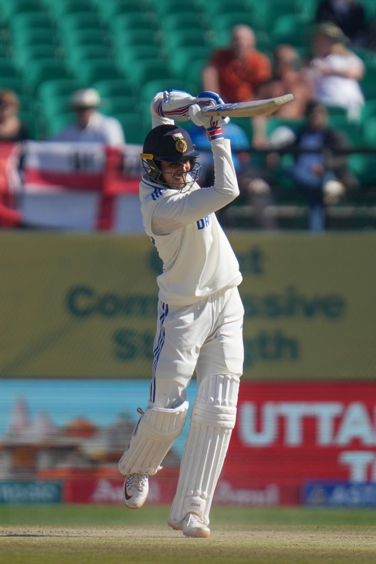 Shubman Gill hits James Anderson for a six down the ground, India vs England, 5th Test, Dharamsala, 2nd day, March 8, 2024