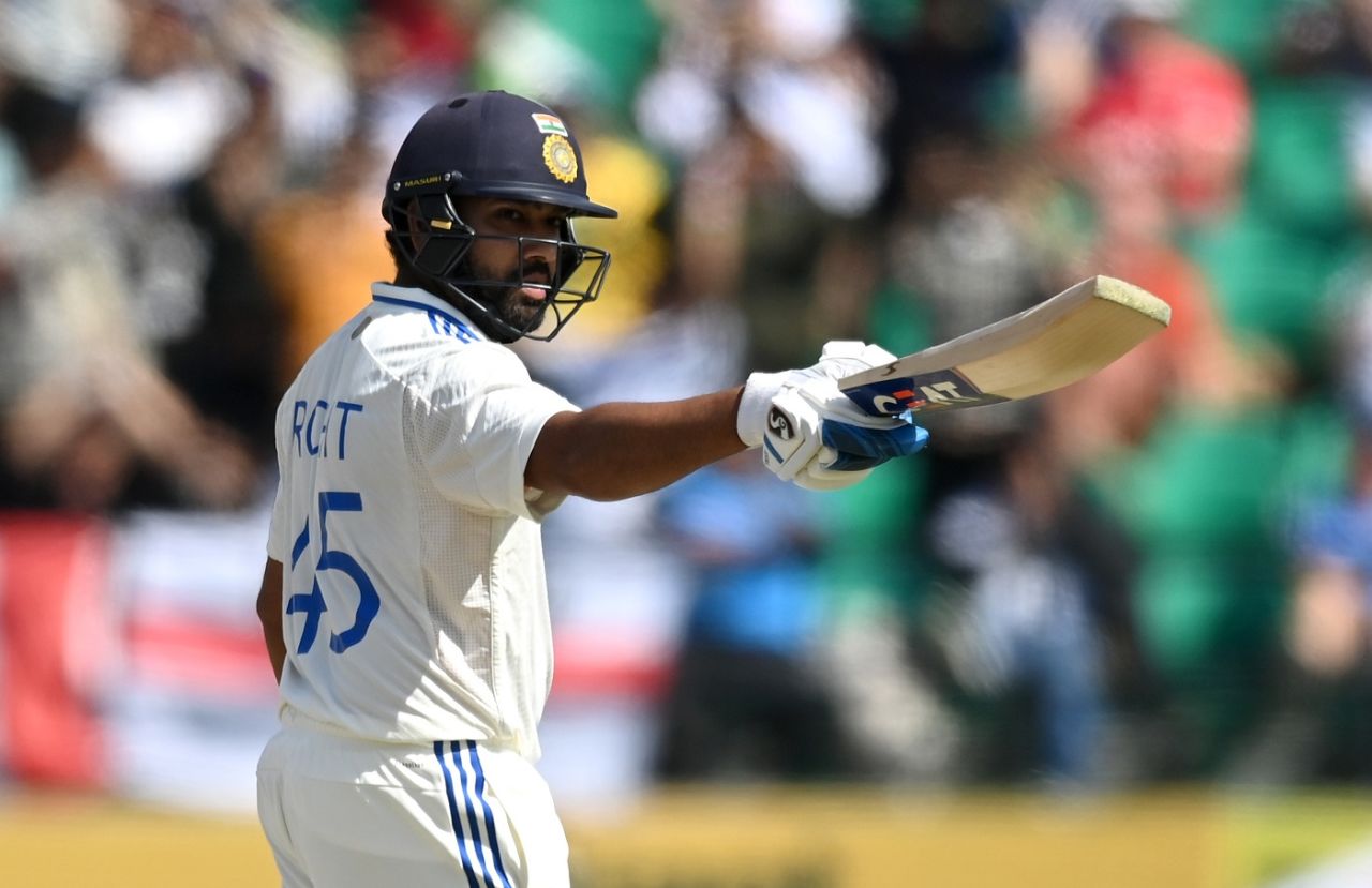 Rohit Sharma celebrates his 12th Test century, India vs England, 5th Test, Dharamsala, 2nd day, March 8, 2024