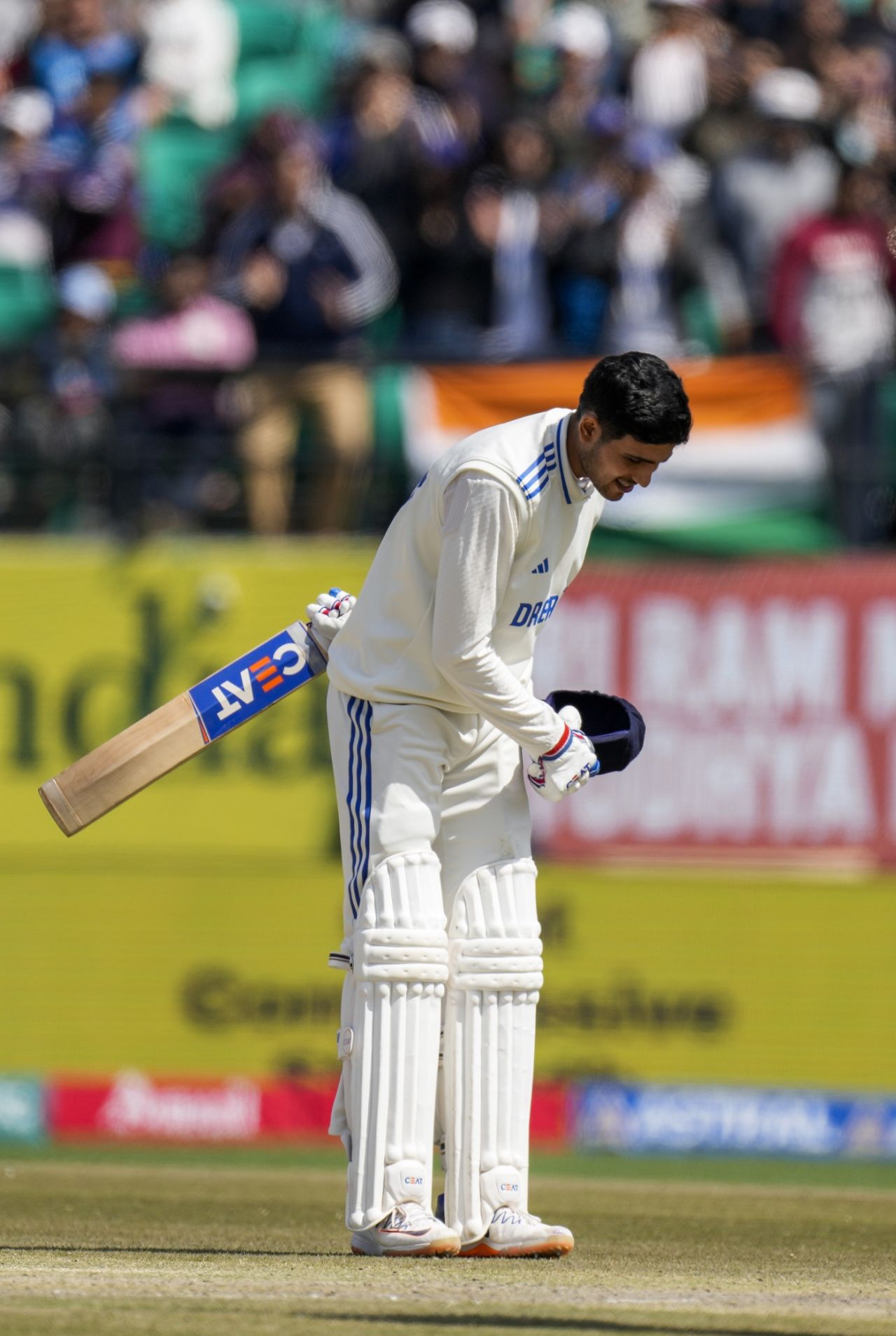 Shubman Gill takes a bow after scoring his fourth Test century, India vs England, 5th Test, Dharamsala, 2nd day, March 8, 2024