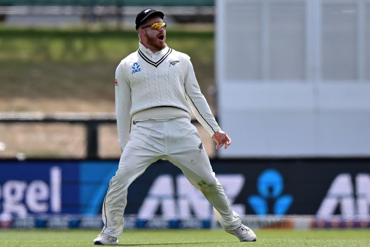 Glenn Phillips celebrates his catch to remove Marnus Labuschagne, New Zealand vs Australia, 2nd Test, Christchurch, 2nd Day, March 9, 2024
