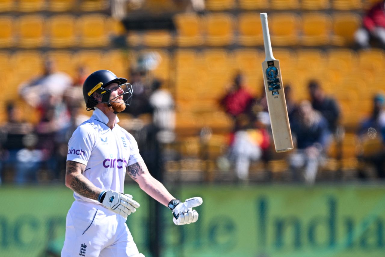 Ben Stokes flings his bat in frustration after being bowled by R Ashwin, 5th Test, Dharamsala, 3rd day, March 9, 2024