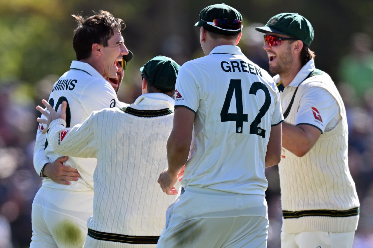 Pat Cummins took the first wicket of the day, New Zealand vs Australia, 2nd Test, Christchurch, 3rd Day, March 10, 2024