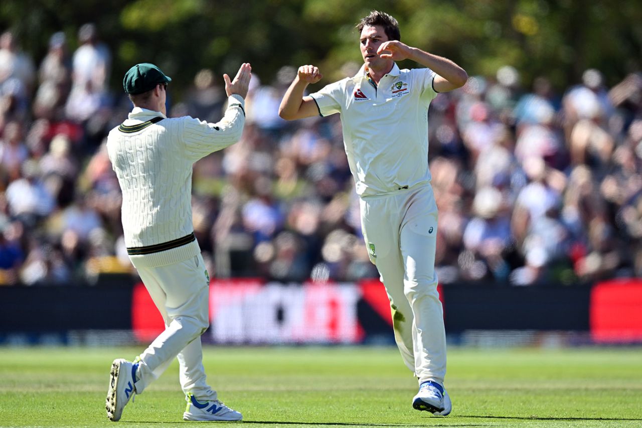 For the second time Pat Cummins struck with the first ball of a spell, New Zealand vs Australia, 2nd Test, Christchurch, 3rd Day, March 10, 2024
