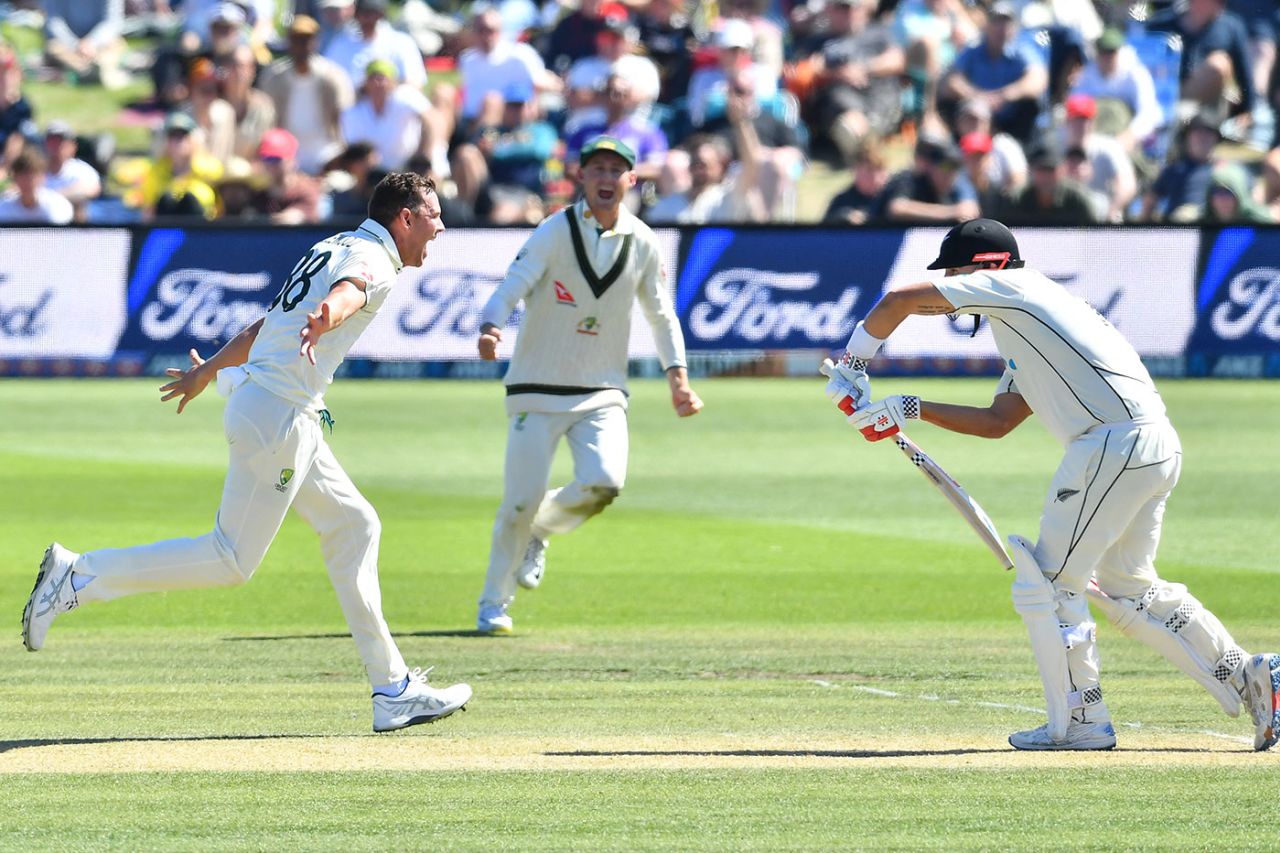 Josh Hazlewood broke a key partnership when he claimed Daryl Mitchell, New Zealand vs Australia, 2nd Test, Christchurch, 3rd Day, March 10, 2024